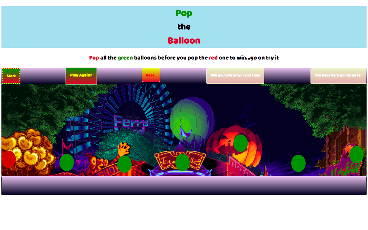 Pop ballons game
